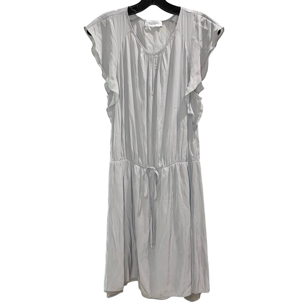 Lola and Sophie Silk Flutter Sleeve Mini Dress in Gray/Silver Size Large